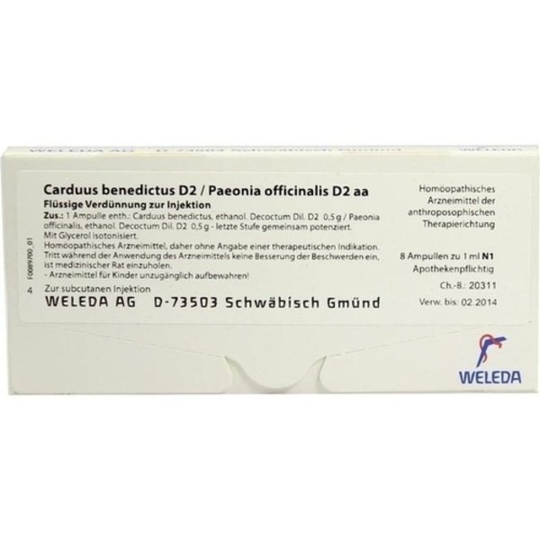CARDUUS BENEDICTUS D 2/Paeonia offici.D 2 aa Amp. 8X1 ml