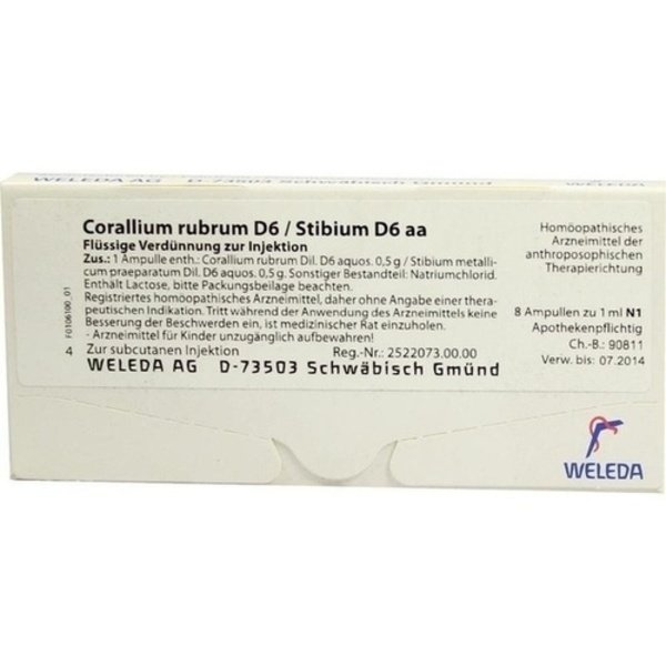 CORALLIUM RUBRUM D 6/Stibium D 6 aa Ampullen 8X1 ml
