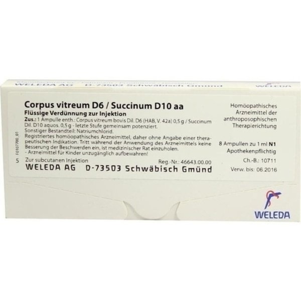 CORPUS VITREUM D 6 / Succinum D10 aa Ampullen 8X1 ml