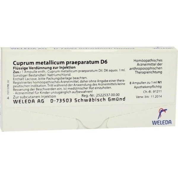 CUPRUM METALLICUM praep.D 6 Ampullen 8X1 ml