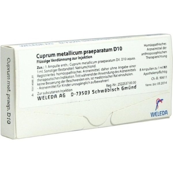 CUPRUM METALLICUM praep.D 10 Ampullen 8X1 ml