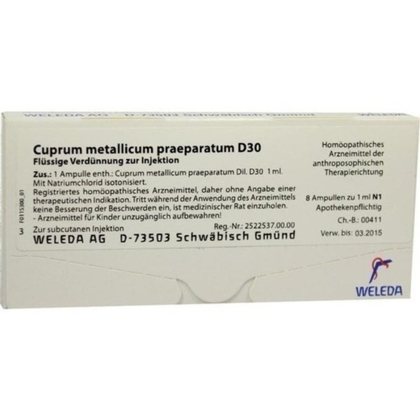 CUPRUM METALLICUM praep.D 30 Ampullen 8X1 ml