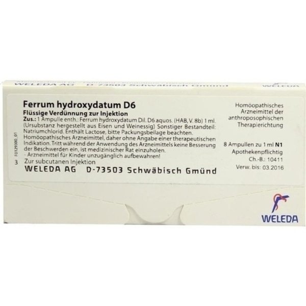 FERRUM HYDROXYDATUM D 6 Ampullen 8X1 ml