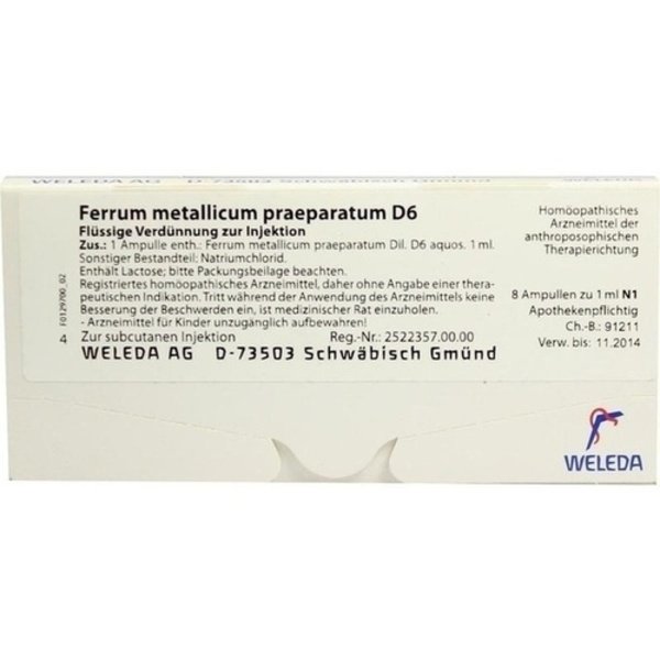 FERRUM METALLICUM praeparatum D 6 Ampullen 8X1 ml