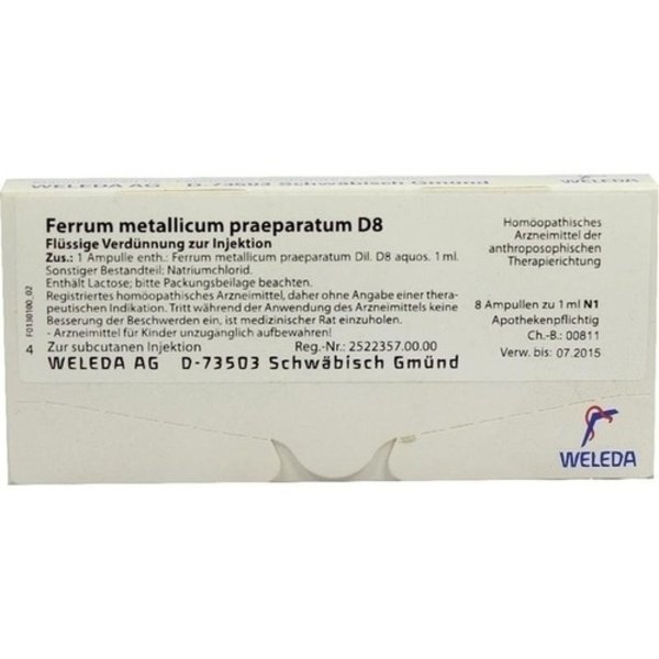 FERRUM METALLICUM praeparatum D 8 Ampullen 8X1 ml