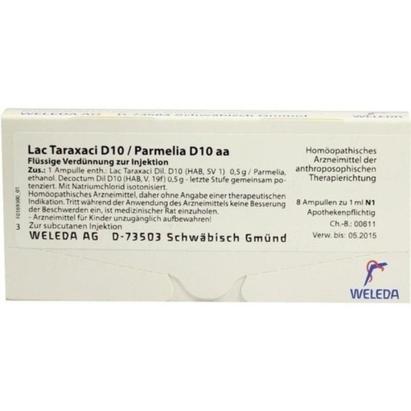 LAC TARAXACI D10/ PARMELIA D10 aa Ampullen 8X1 ml