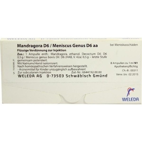 MANDRAGORA D 6/Meniscus genus D 6 aa Ampullen 8X1 ml