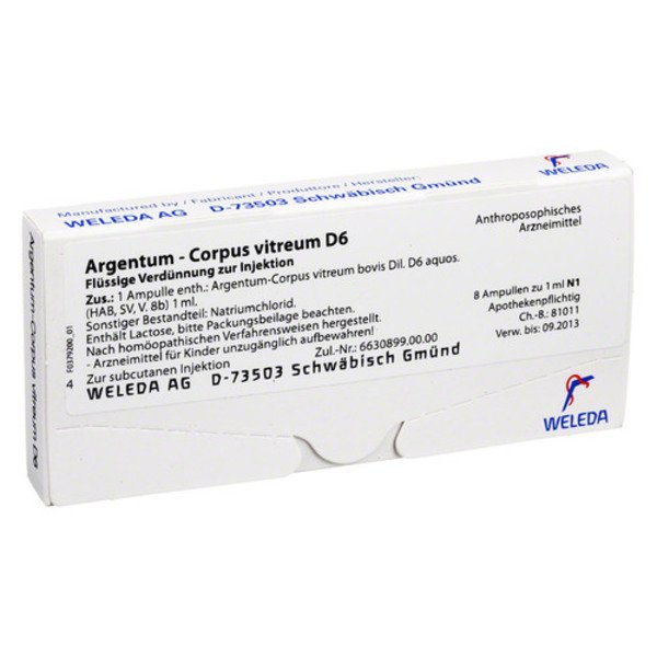 ARGENTUM CORPUS Vitreum D 6 Ampullen 8X1 ml
